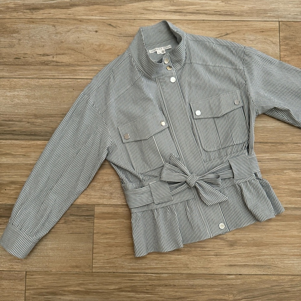 Veronica Beard York Seersucker Bomber Jacket Size Medium - Picture 8 of 16